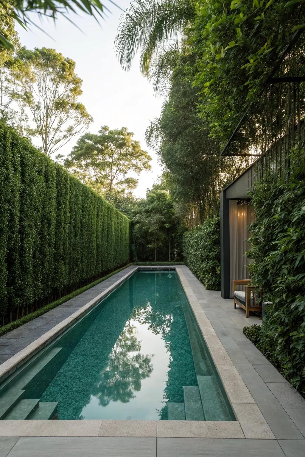 Tall greenery ensures privacy and coziness.