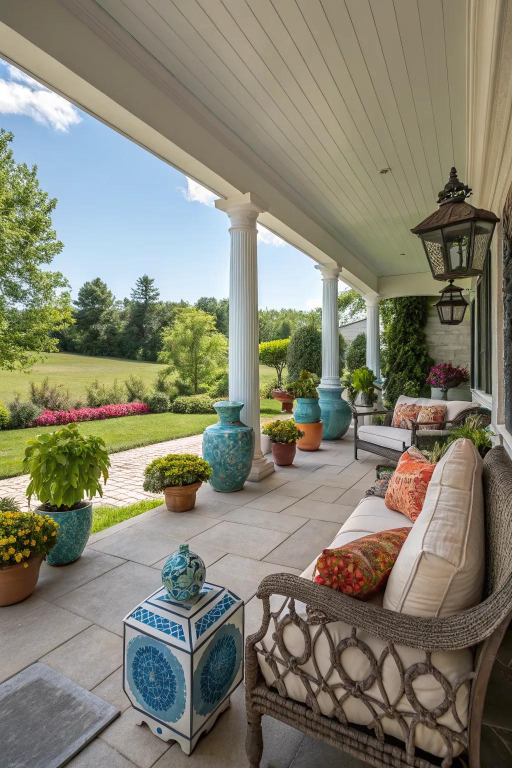 Outdoor art personalizes and enhances the space.