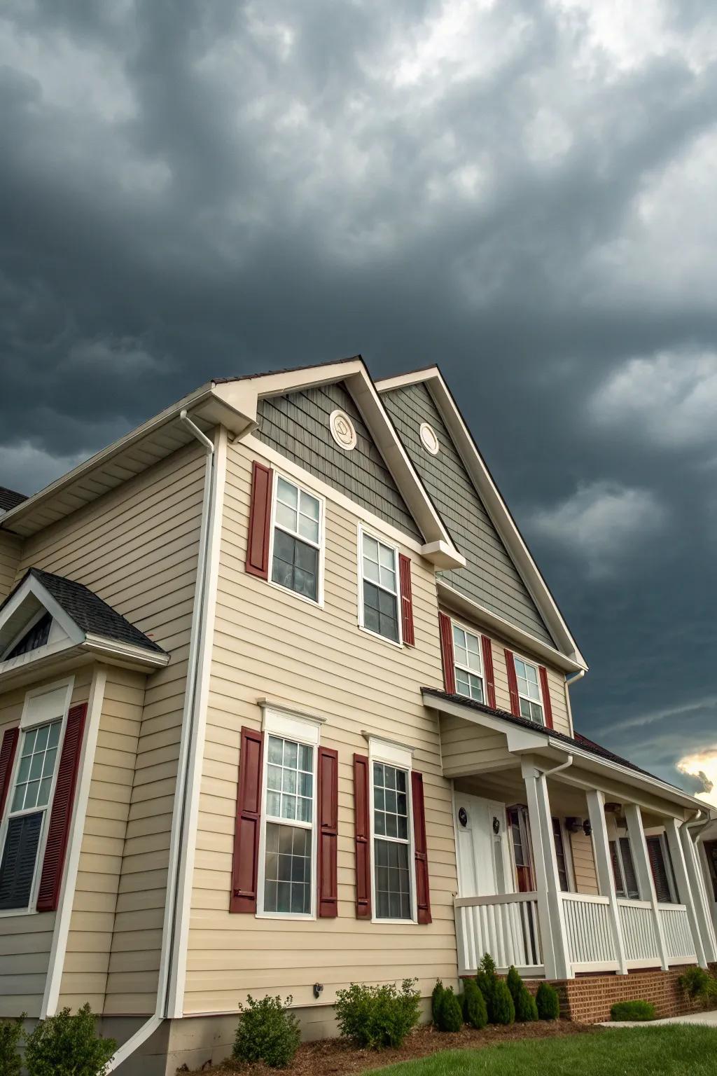 Contrasting trim adds drama to vinyl siding.