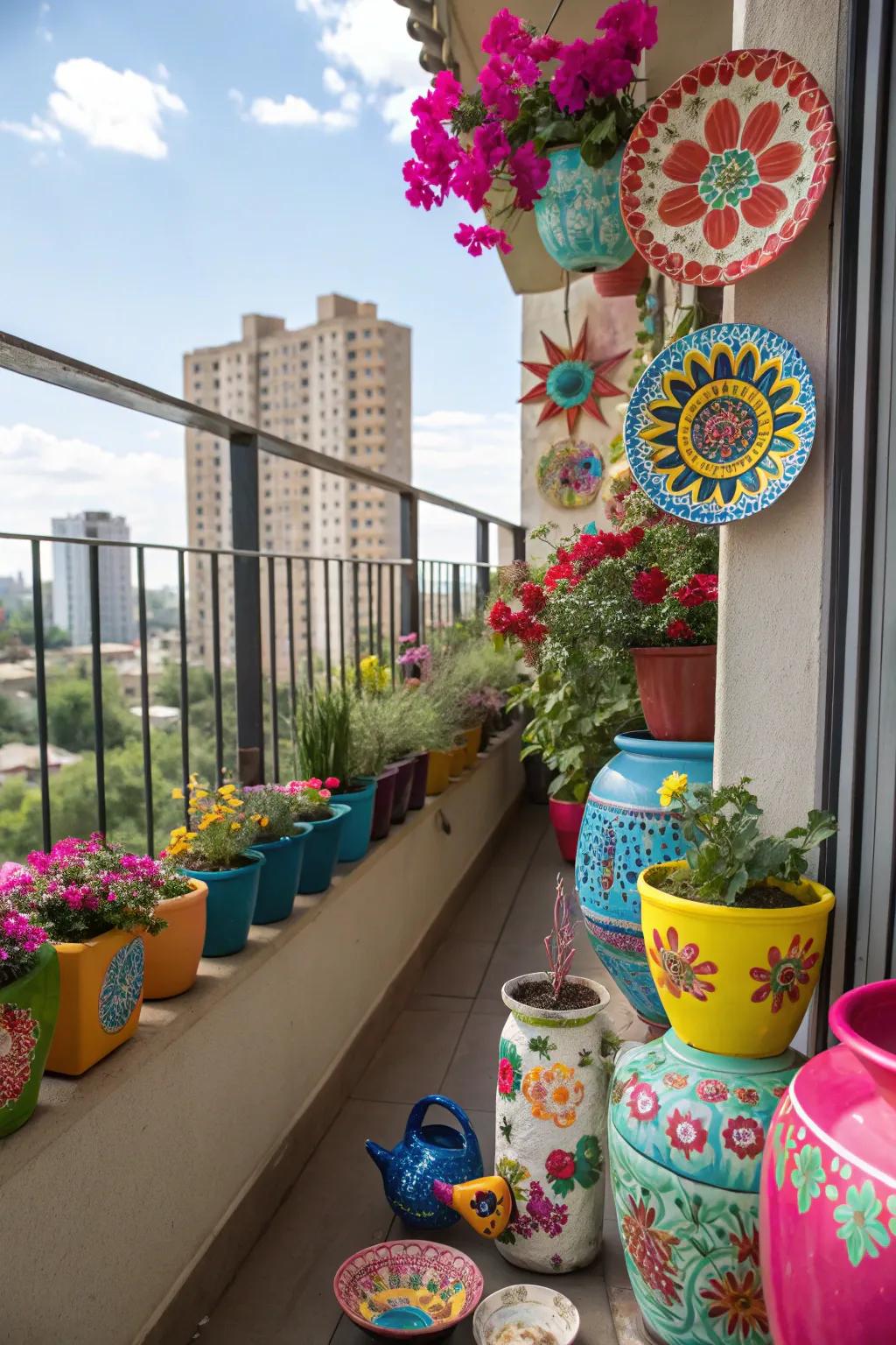 Colorful pottery adds artistic flair and cultural depth.
