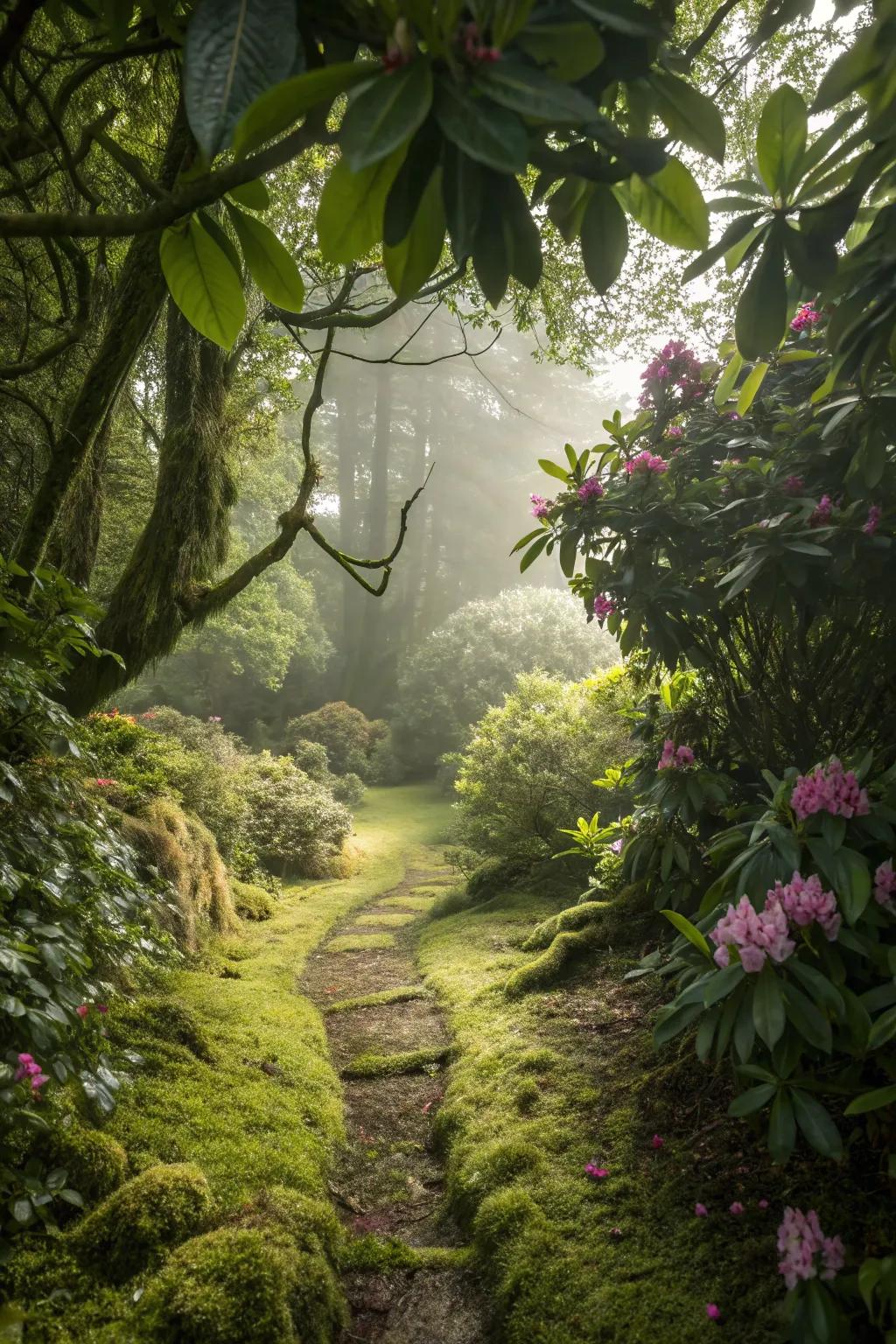 A hidden path in the garden leading to a secluded area.
