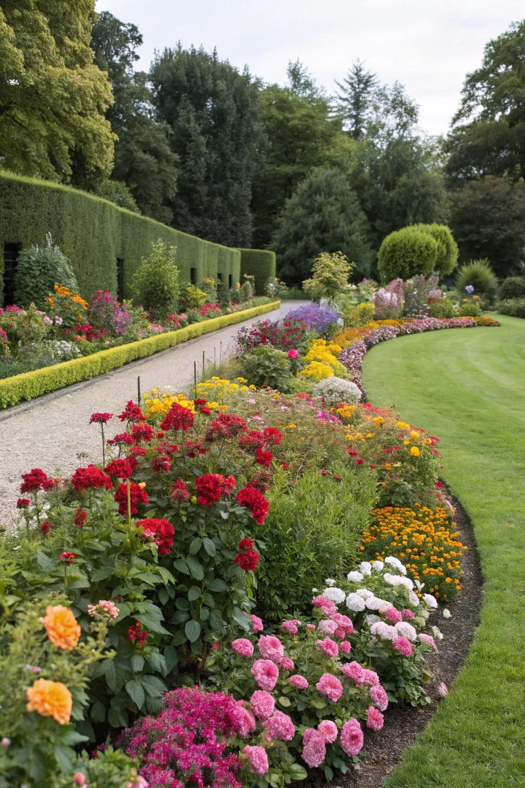 Vibrant flower bed edging that frames and enhances garden plants.