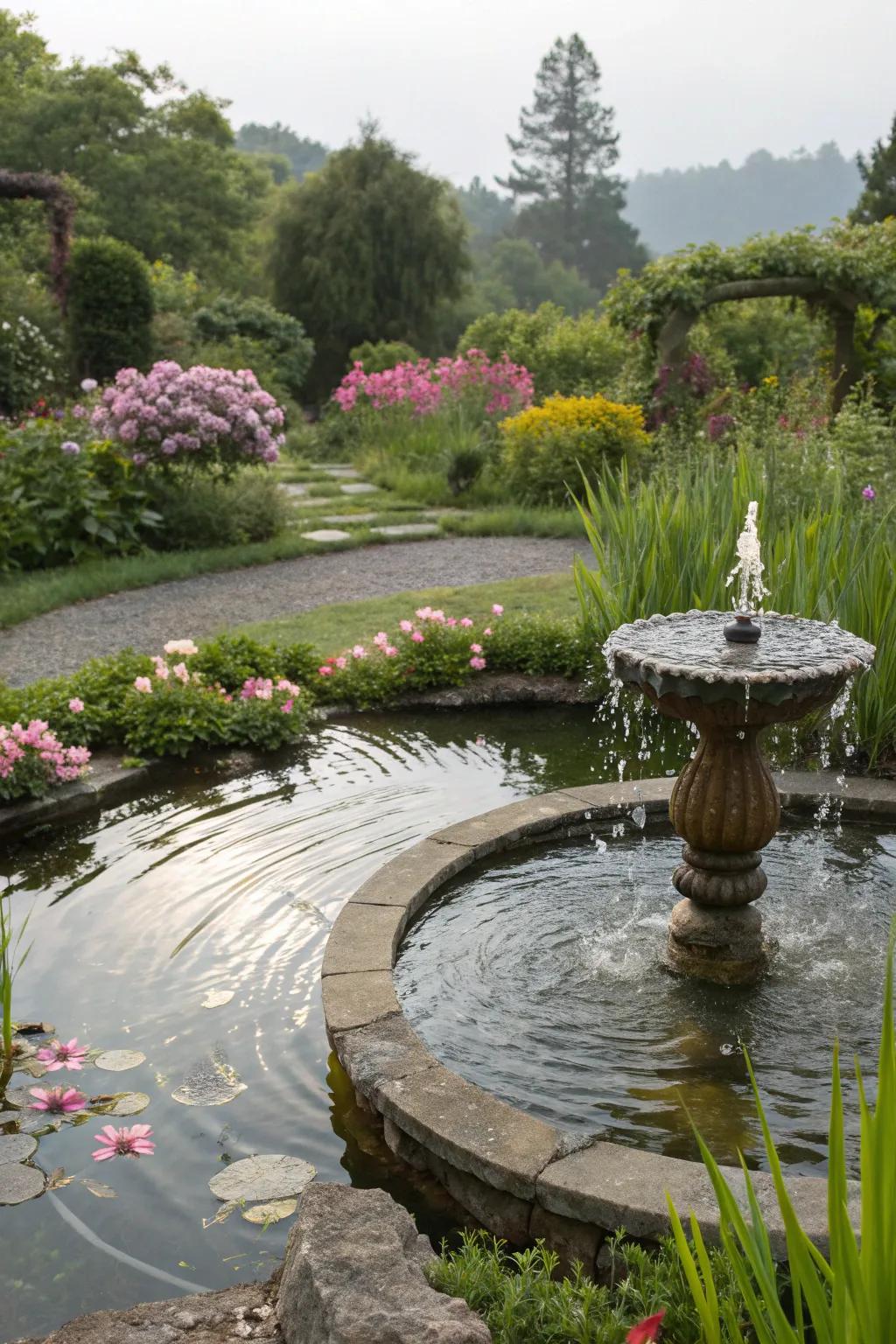 Tranquility with enchanting water features.