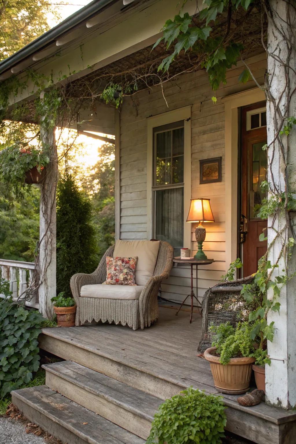 A reading nook invites relaxation and escape.