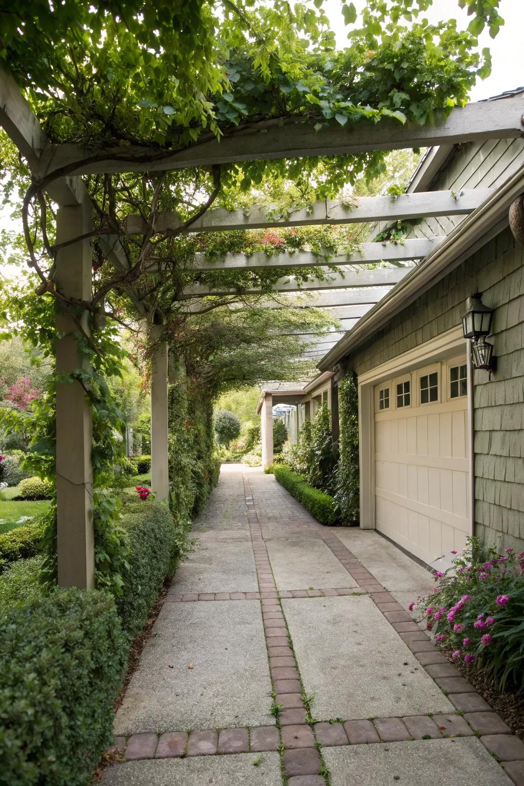 Pergola-style breezeways provide shade and elegance.