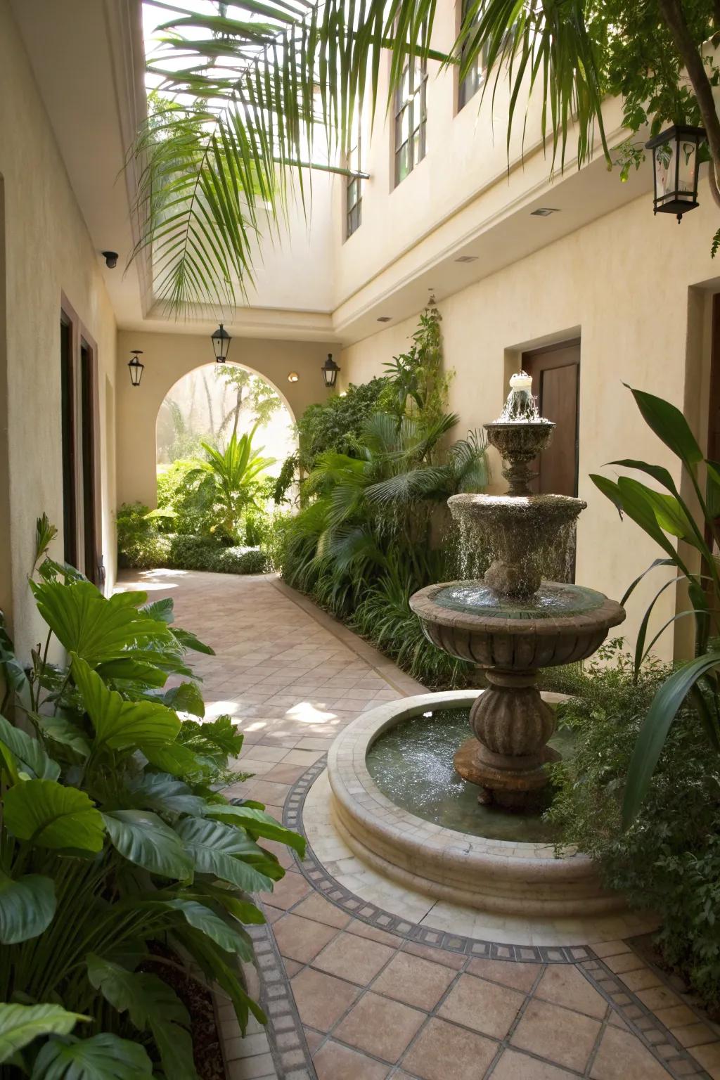 Water features add tranquility and a natural touch to your breezeway.