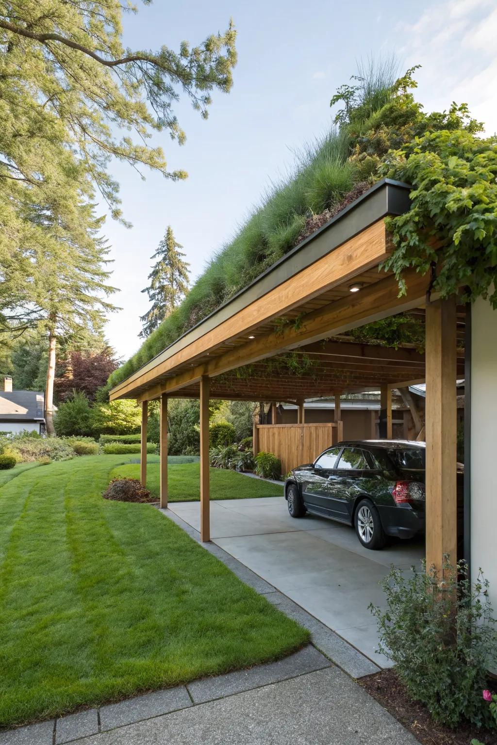 A green roof adds natural beauty and sustainability.