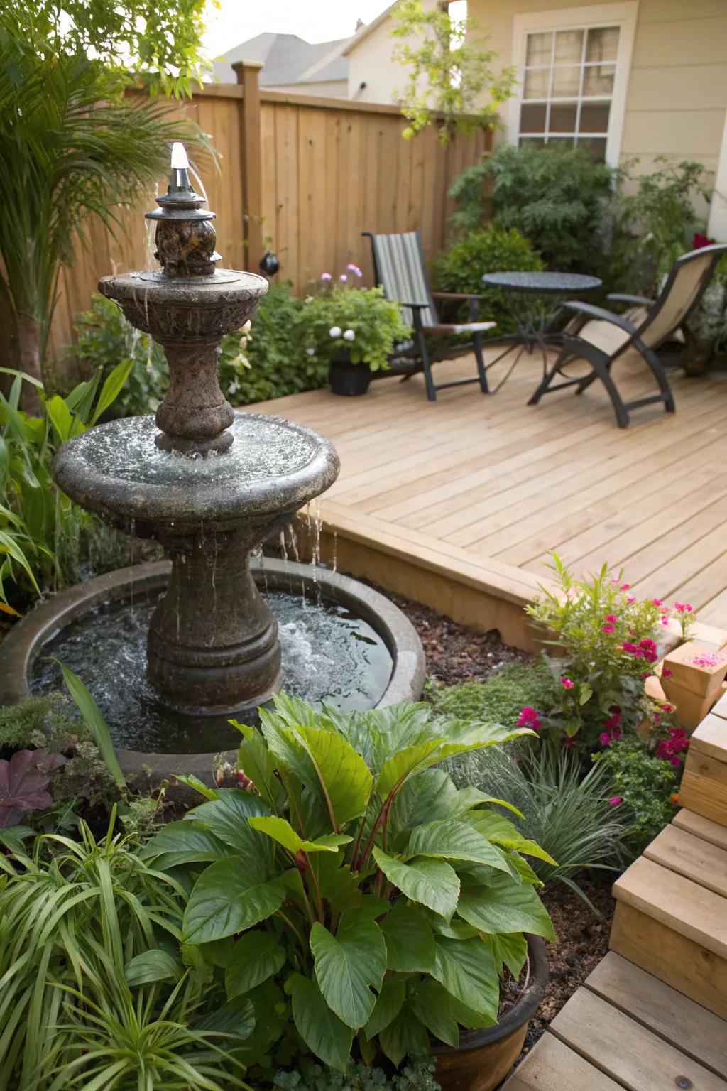 Enhance tranquility with a soothing water feature.