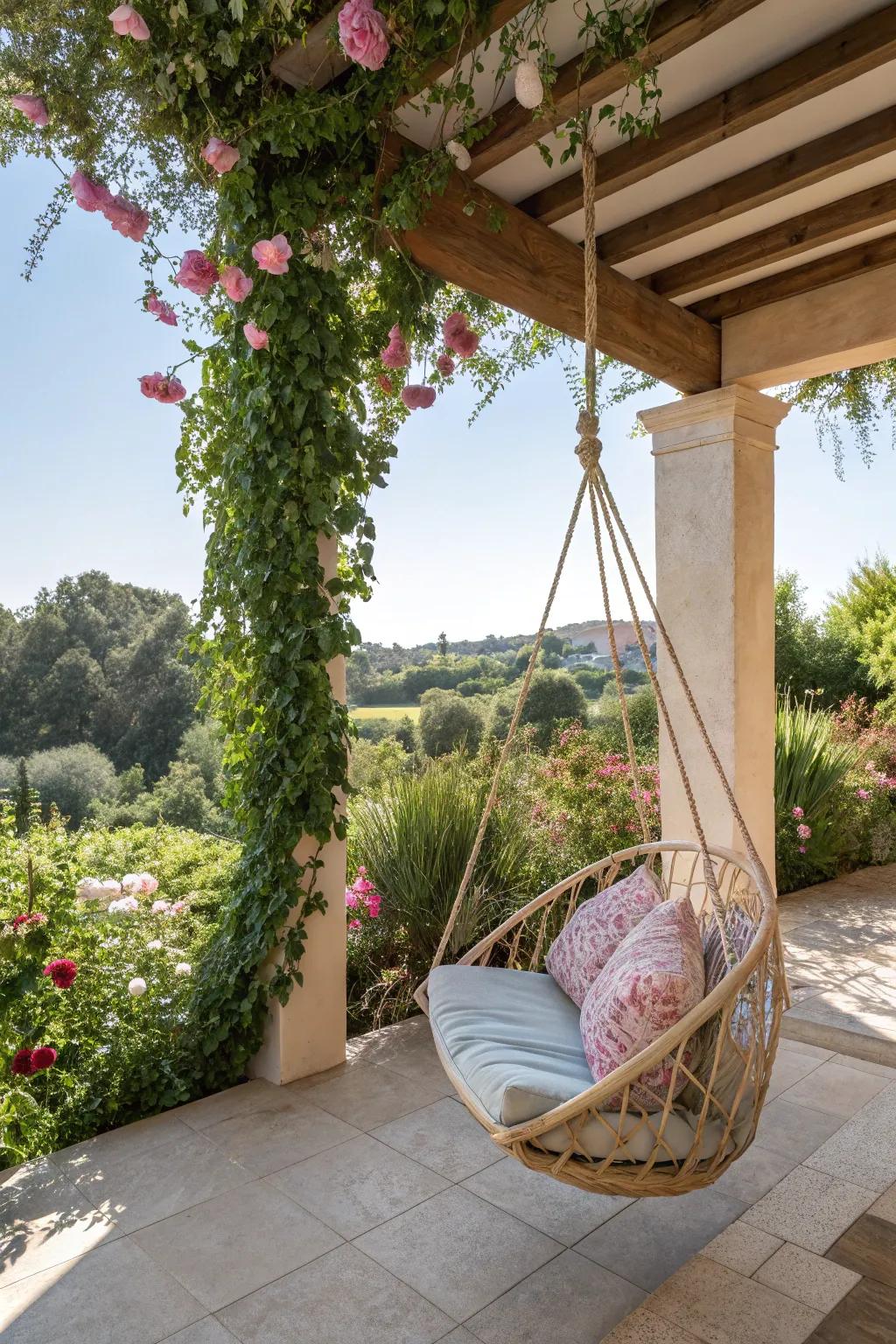 A swinging chair adds charm and a playful element to your space.