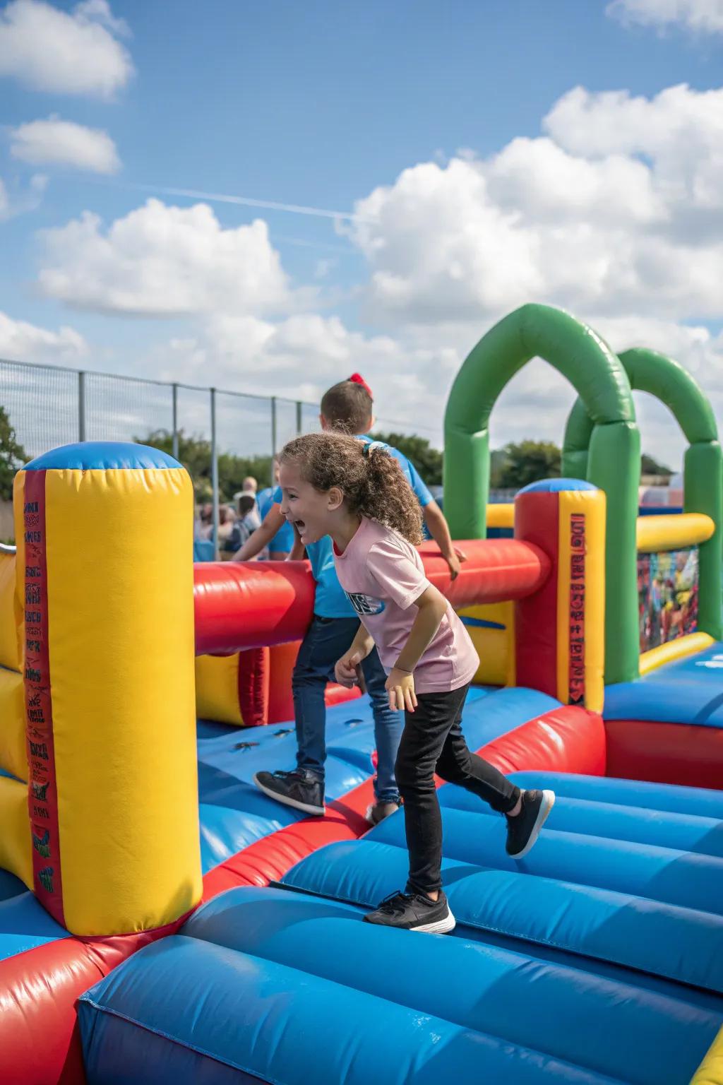 A mini obstacle course offers an exciting physical challenge for kids.
