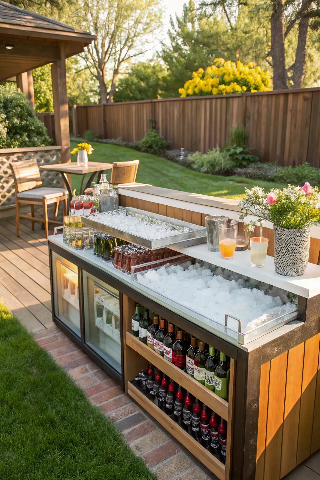 Integrated coolers keep your drinks perfectly chilled.