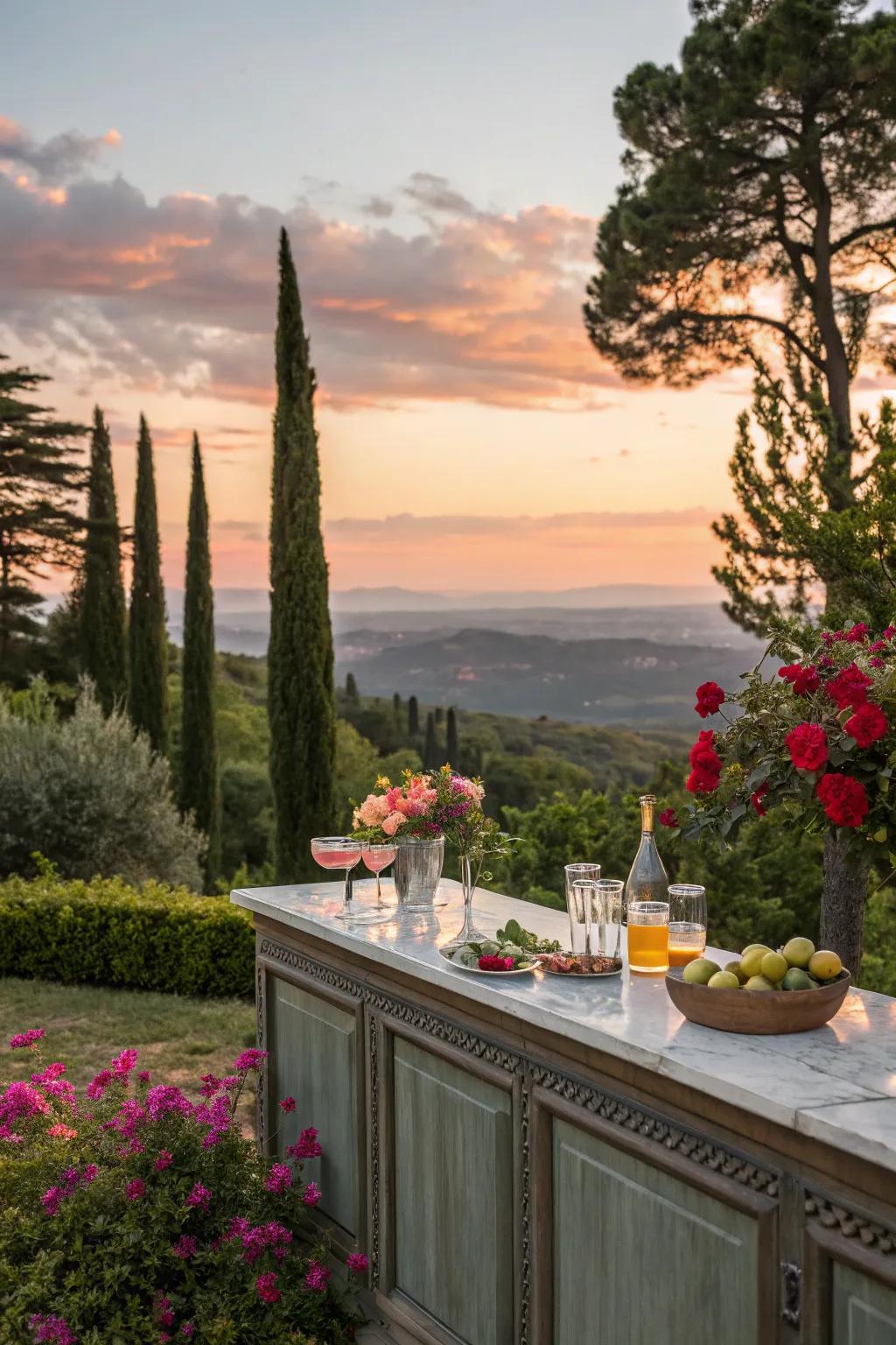 Relax with a view at your outdoor bartop.