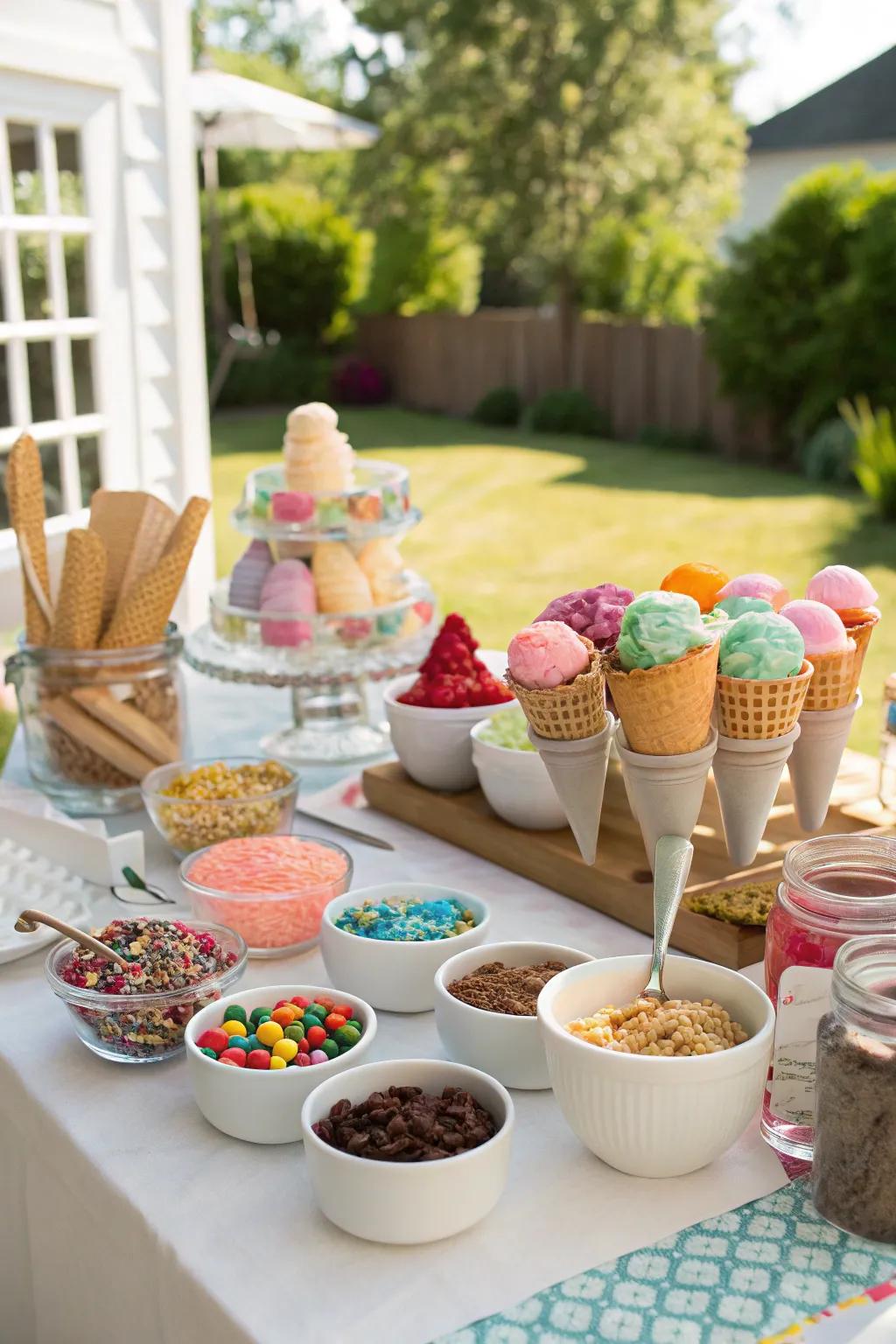 Delight guests with a fun ice cream sundae bar.