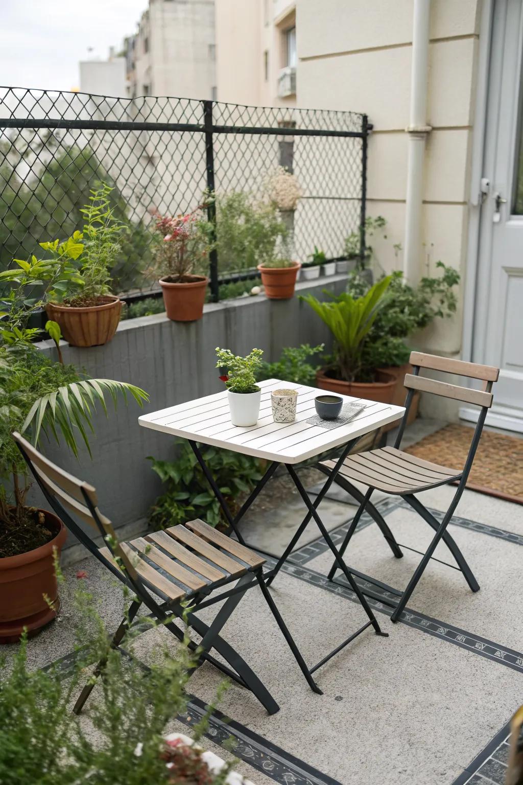 Flexible function: Foldable tables for adaptable spaces.