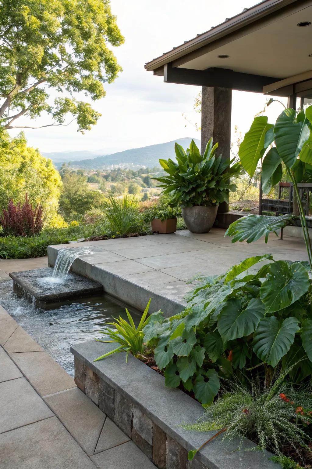 Water feature providing tranquility and charm.