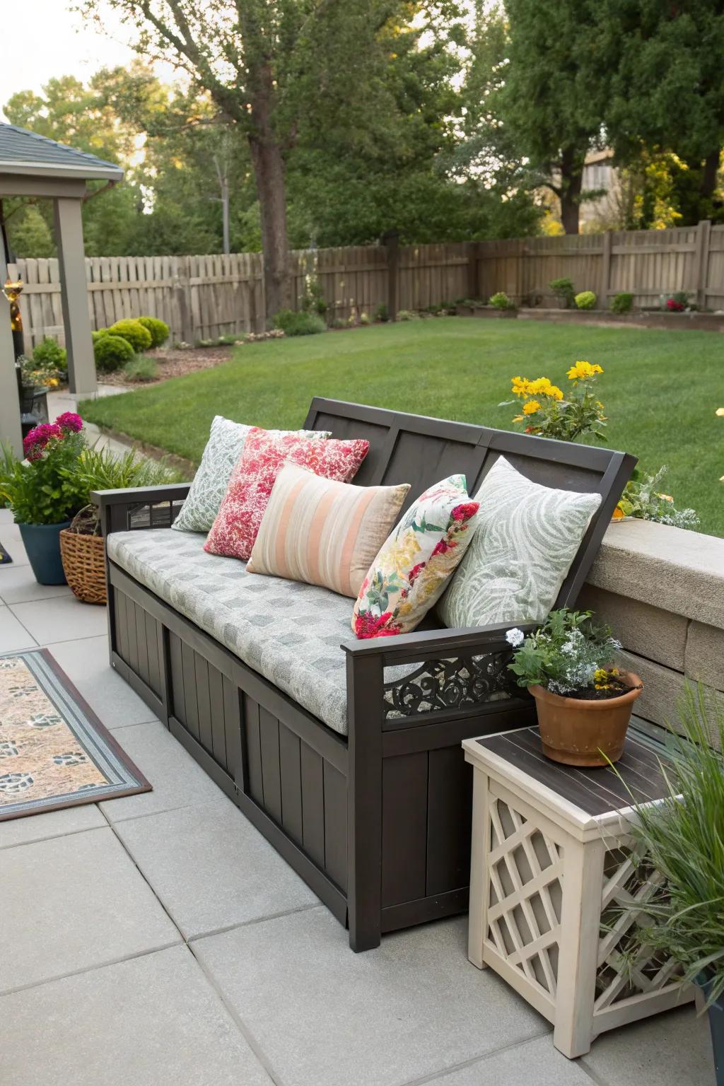 Functional storage bench doubling as seating