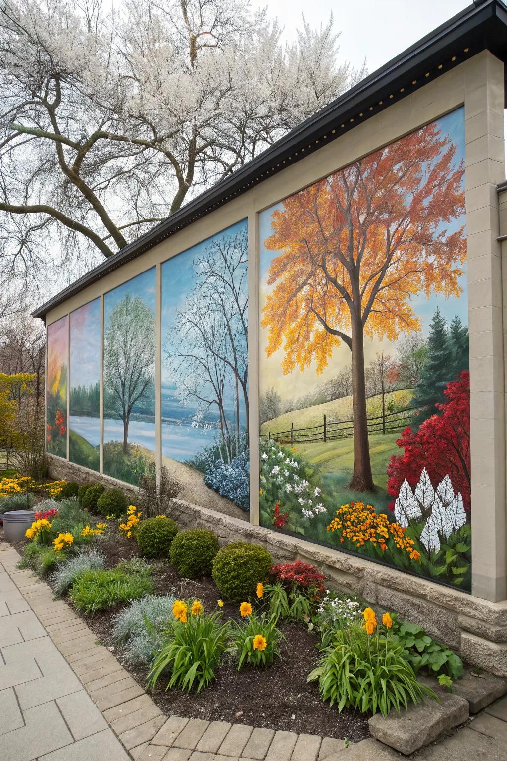 Seasonal showcase murals celebrate the beauty of transition.