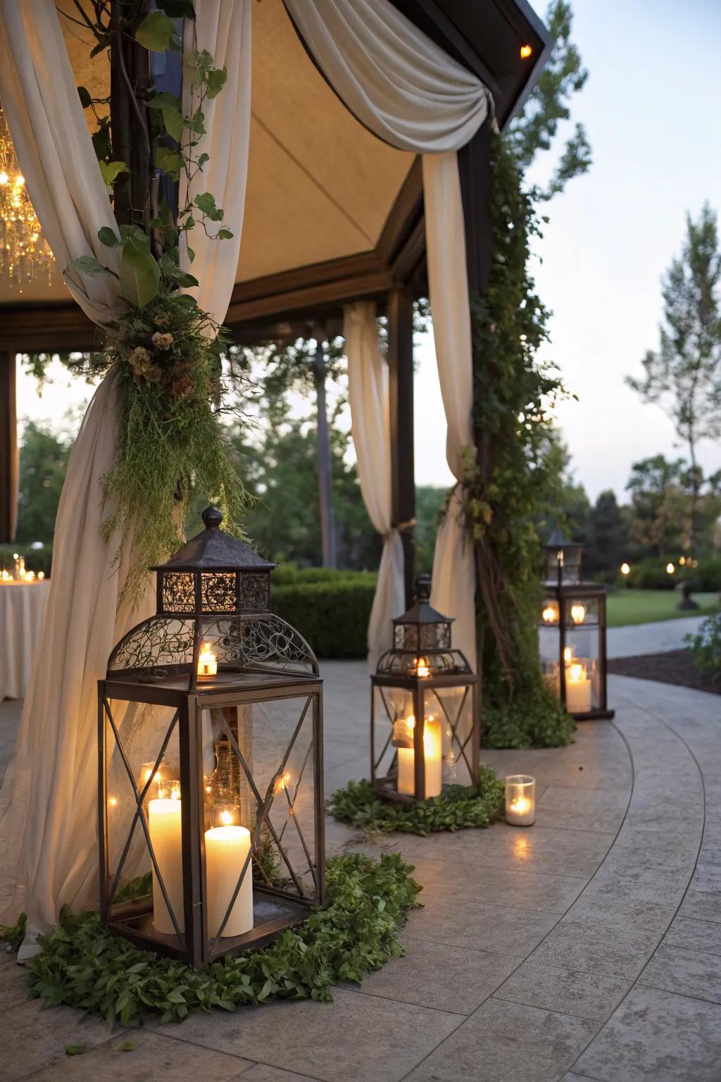 Battery-operated lanterns provide flexible and creative lighting solutions.