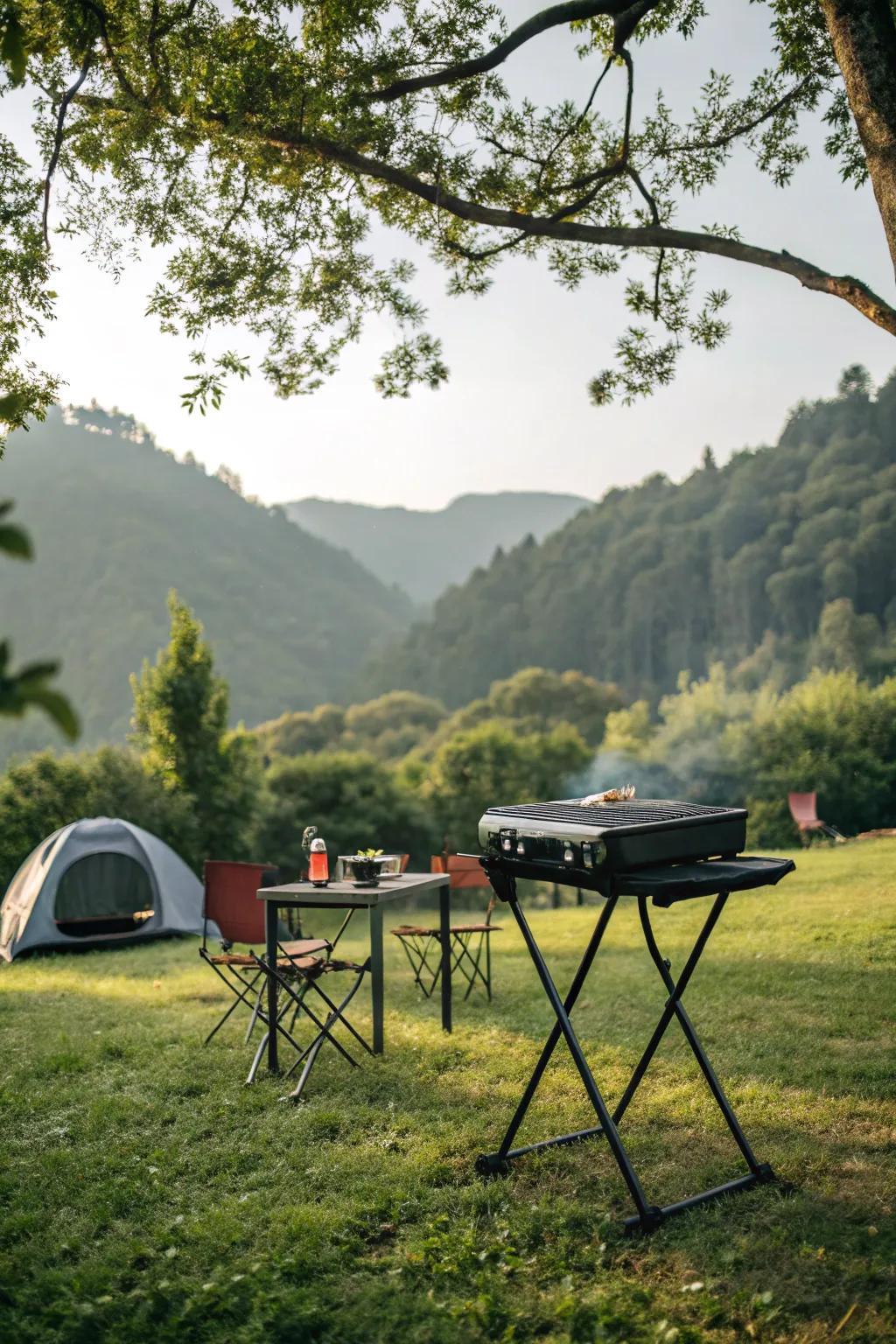 Enjoy grilling on the go with a portable grill table.