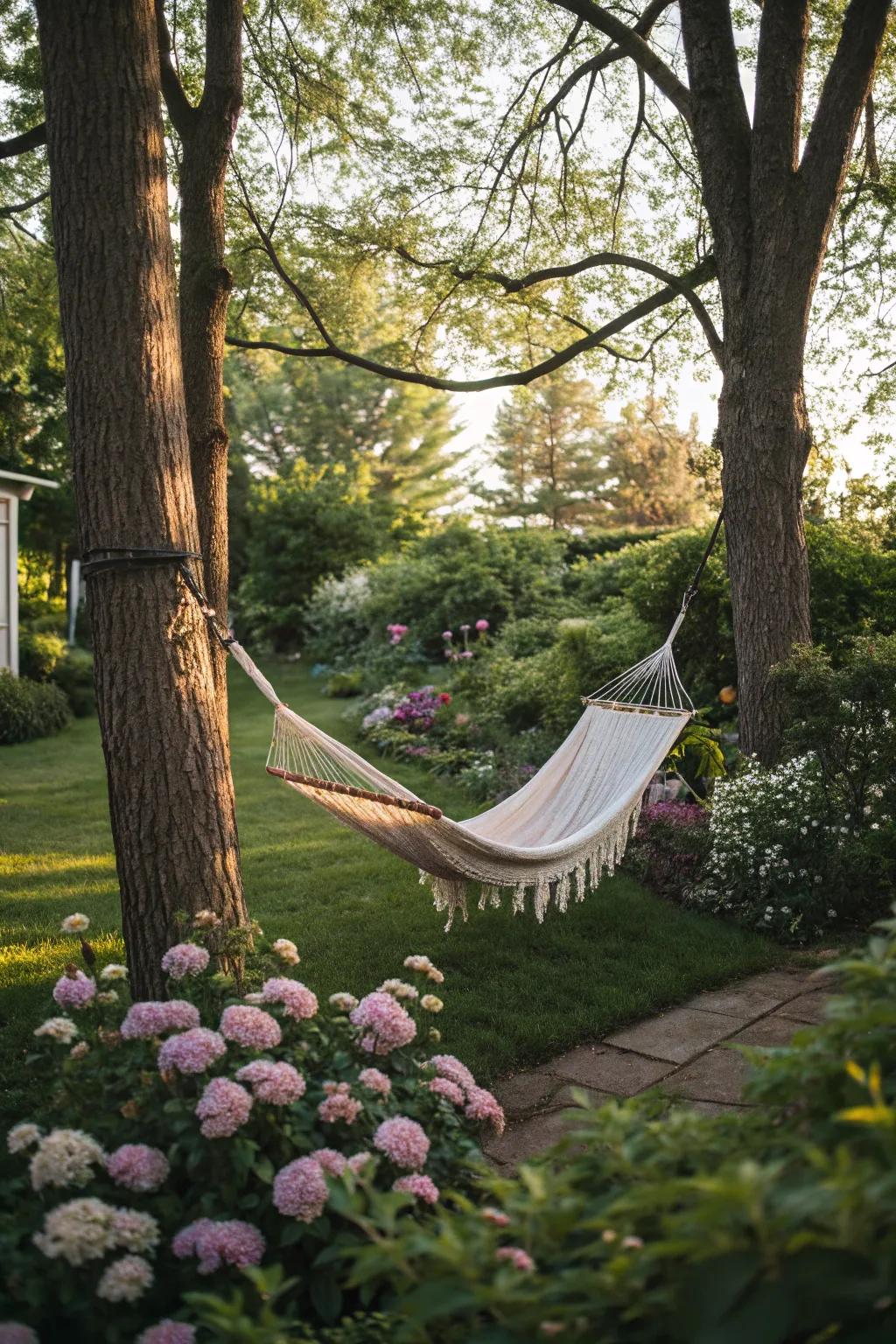 Hammocks offer a perfect spot for peaceful relaxation.