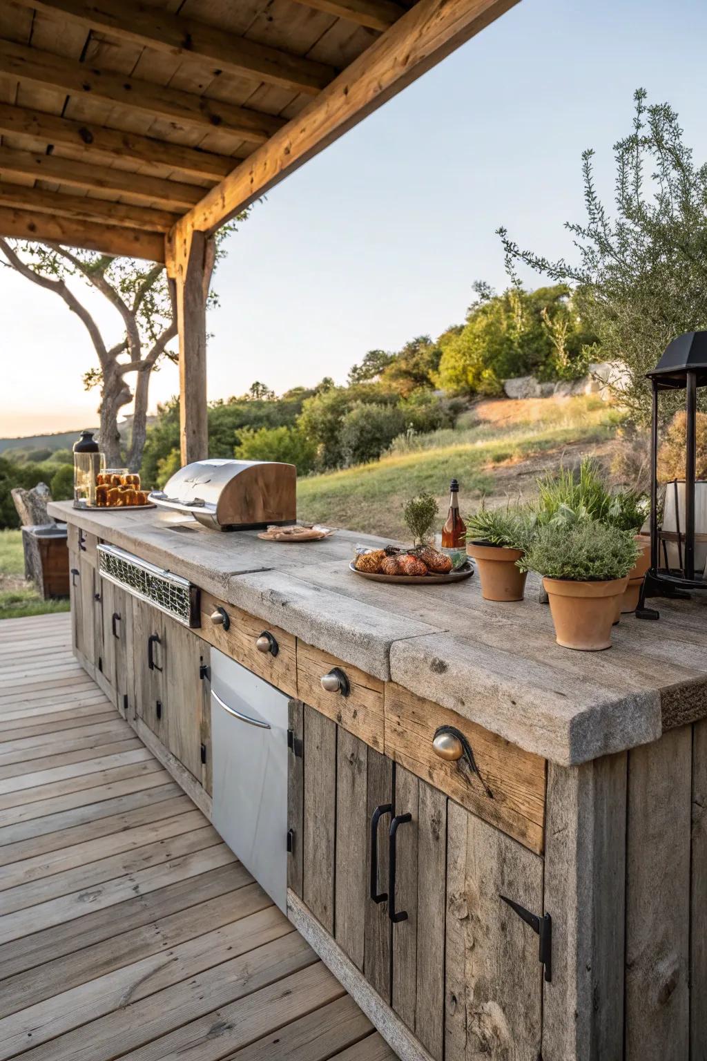 Reclaimed wood: a countertop with stories to tell.