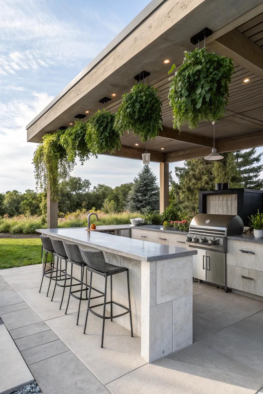 Concrete adds a chic, modern touch to outdoor designs.