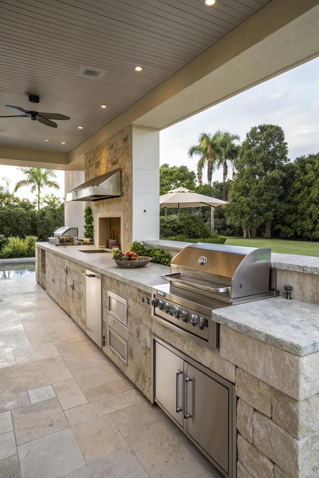 Sophisticated stone surfaces that enhance the kitchen's beauty and functionality.