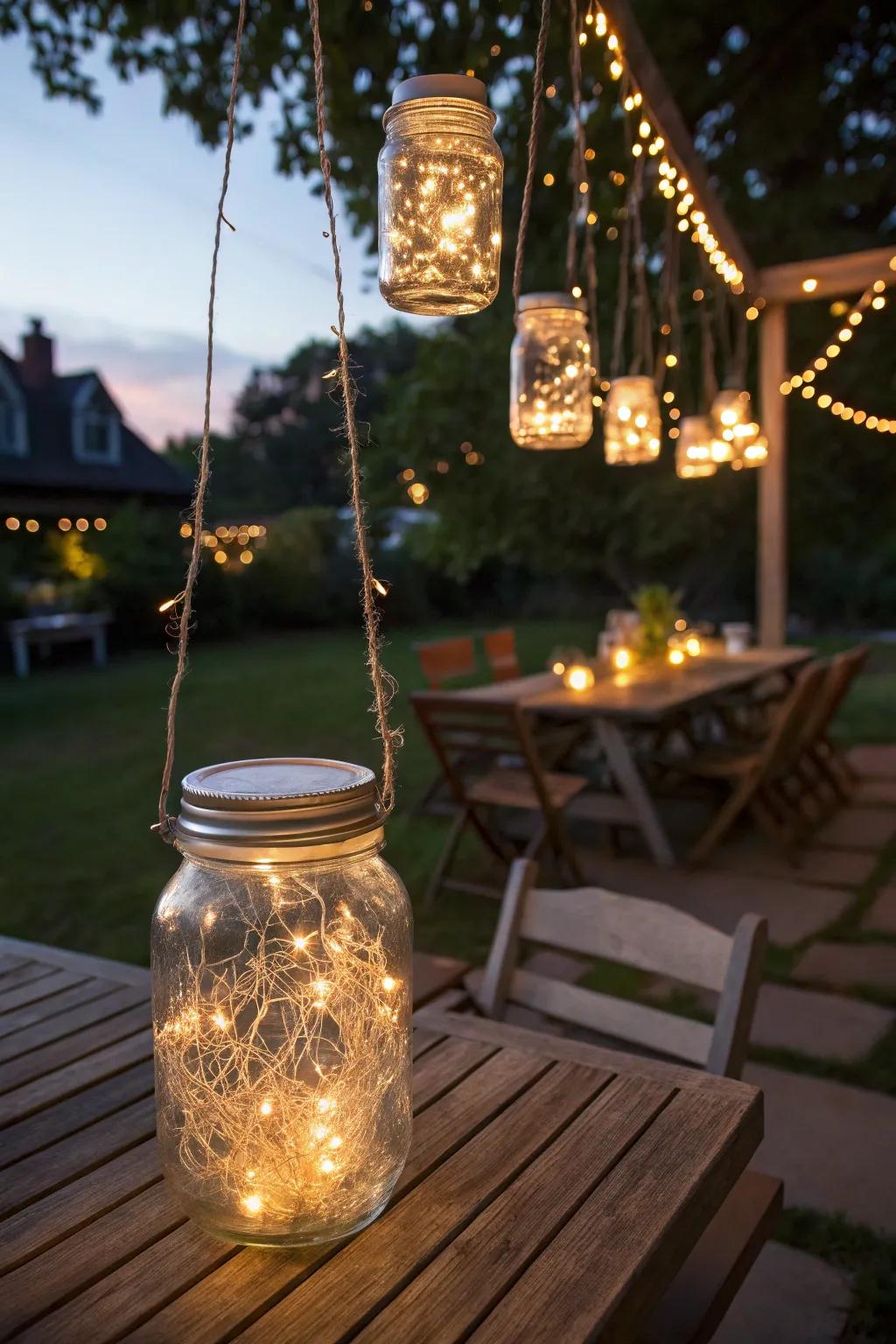 Personalize your space with mason jar lanterns.