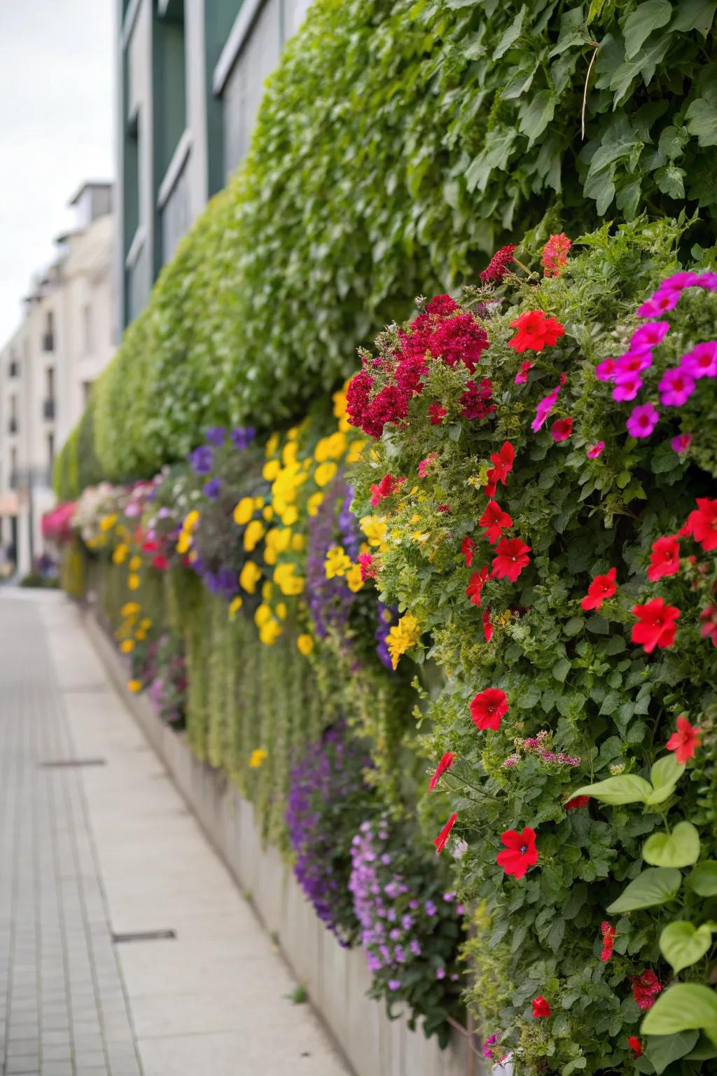 Seasonal blooms ensure your living wall is always vibrant and lively.
