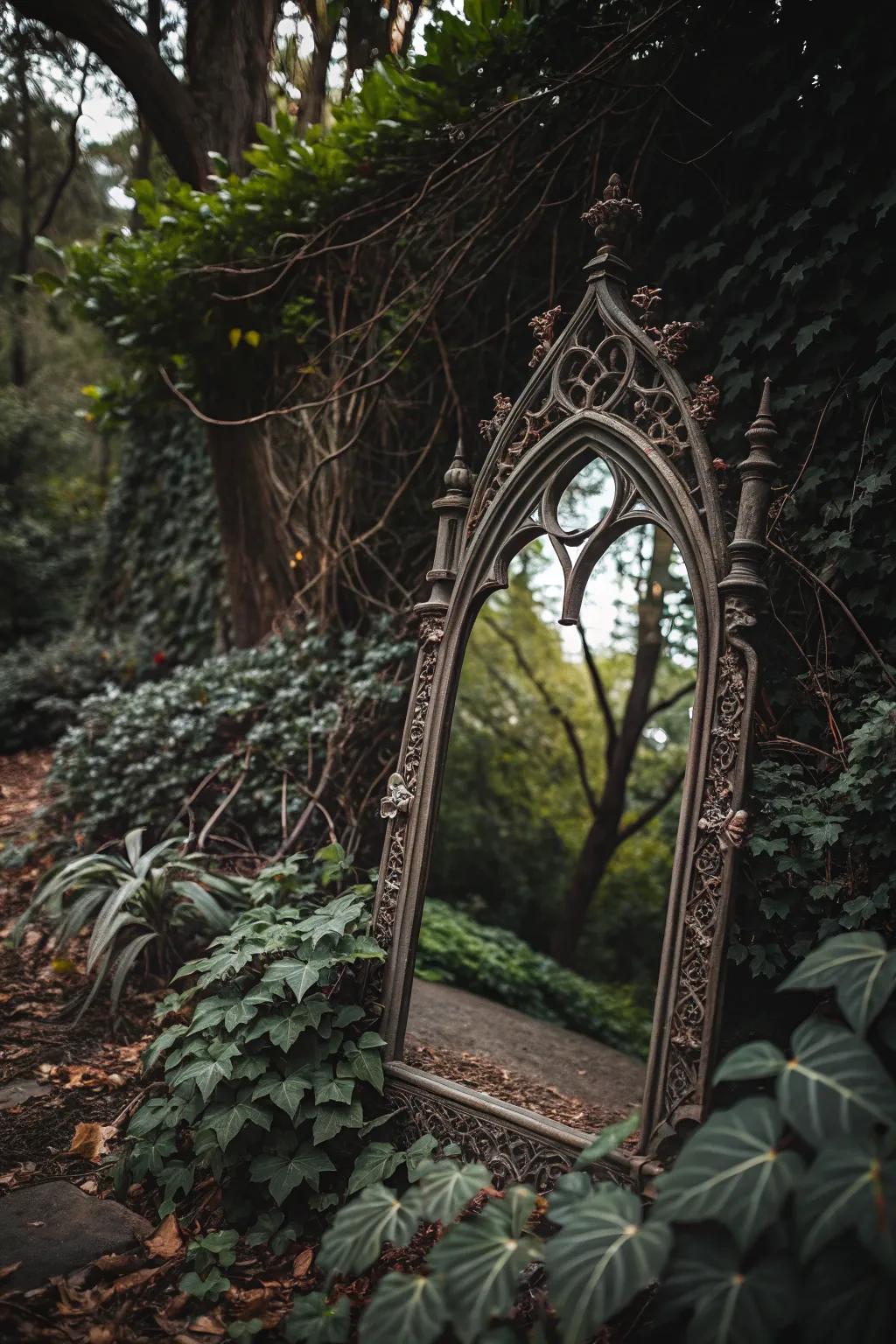 Gothic mirrors add mystery and drama.