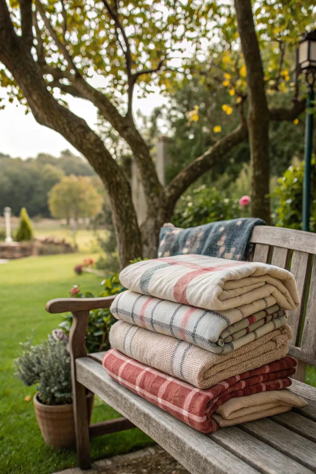 Blankets ensure warmth and comfort as the night cools down.