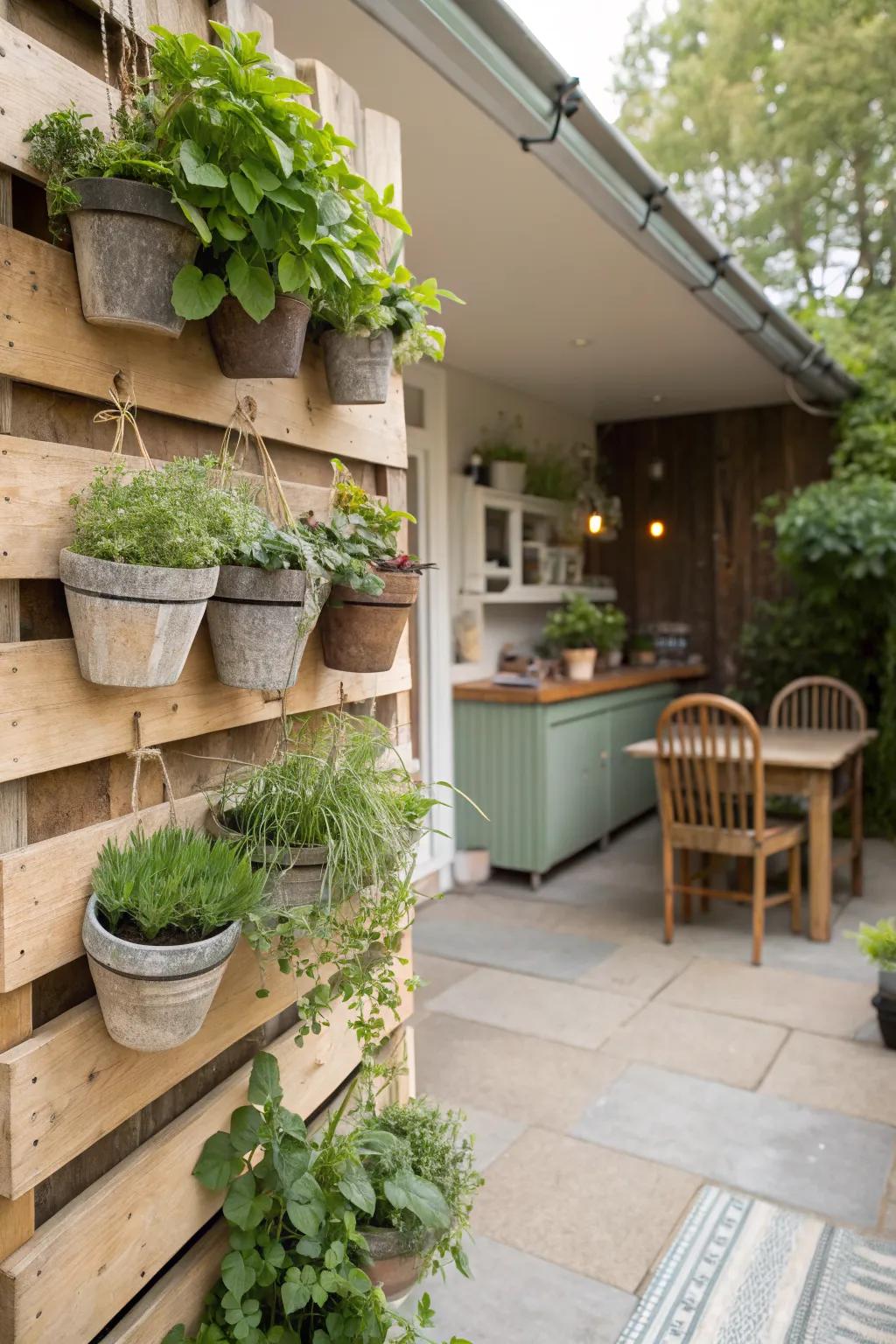 Grow your own herbs with a convenient pallet garden.