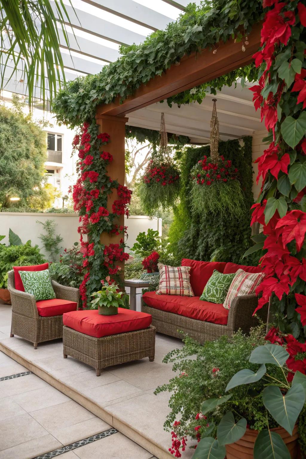 Achieve harmony with a natural red and green color scheme.