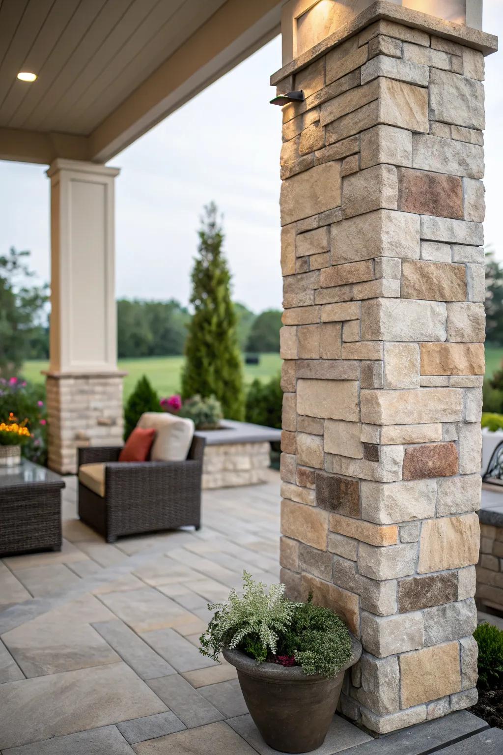 Accent walls add texture and a unique character to patios.