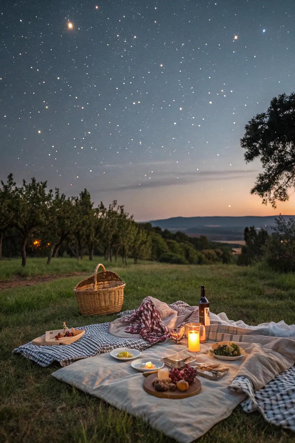 Evening picnic setup under the stars