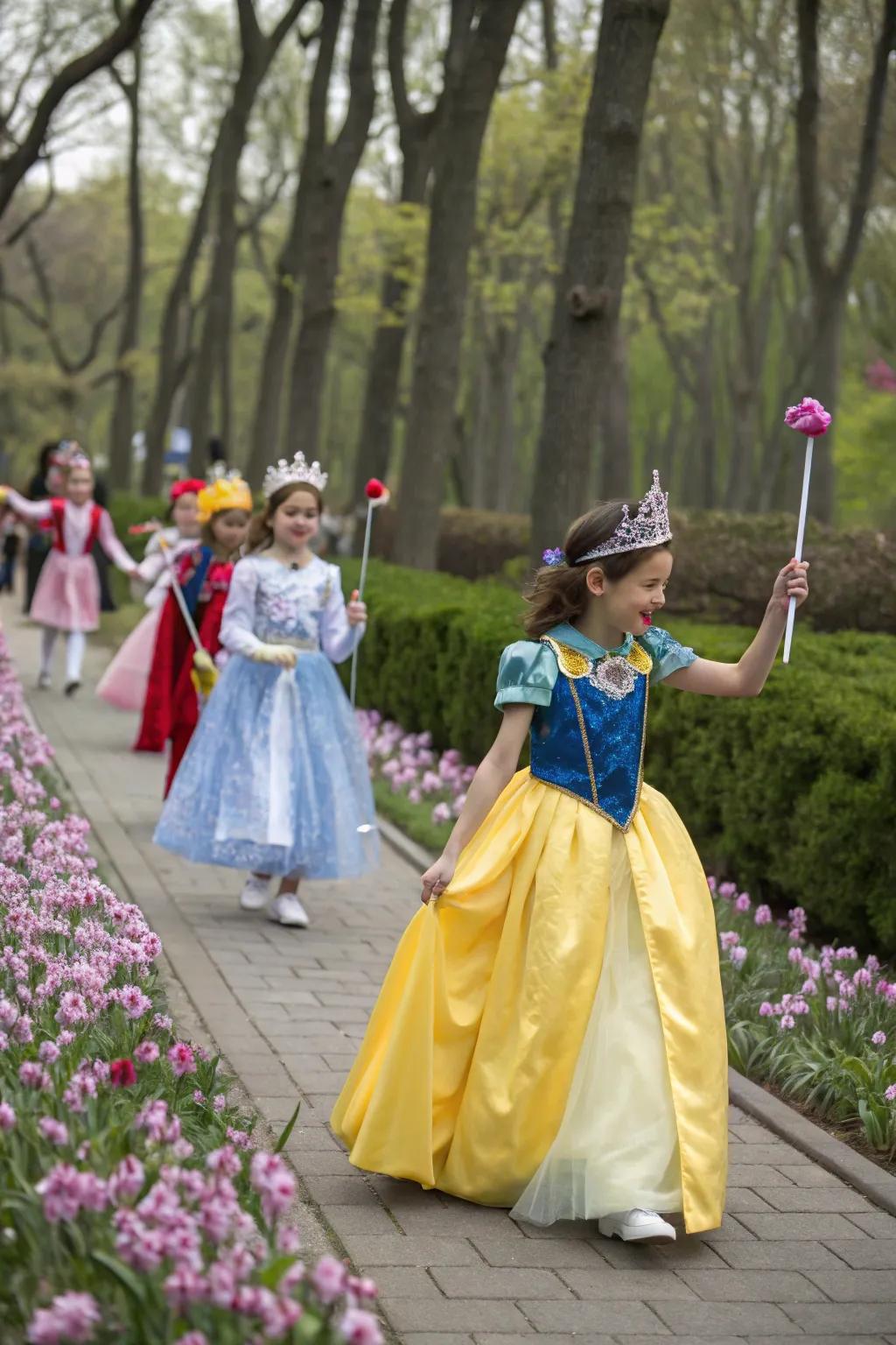 A joyful princess parade celebrating creativity and fun.