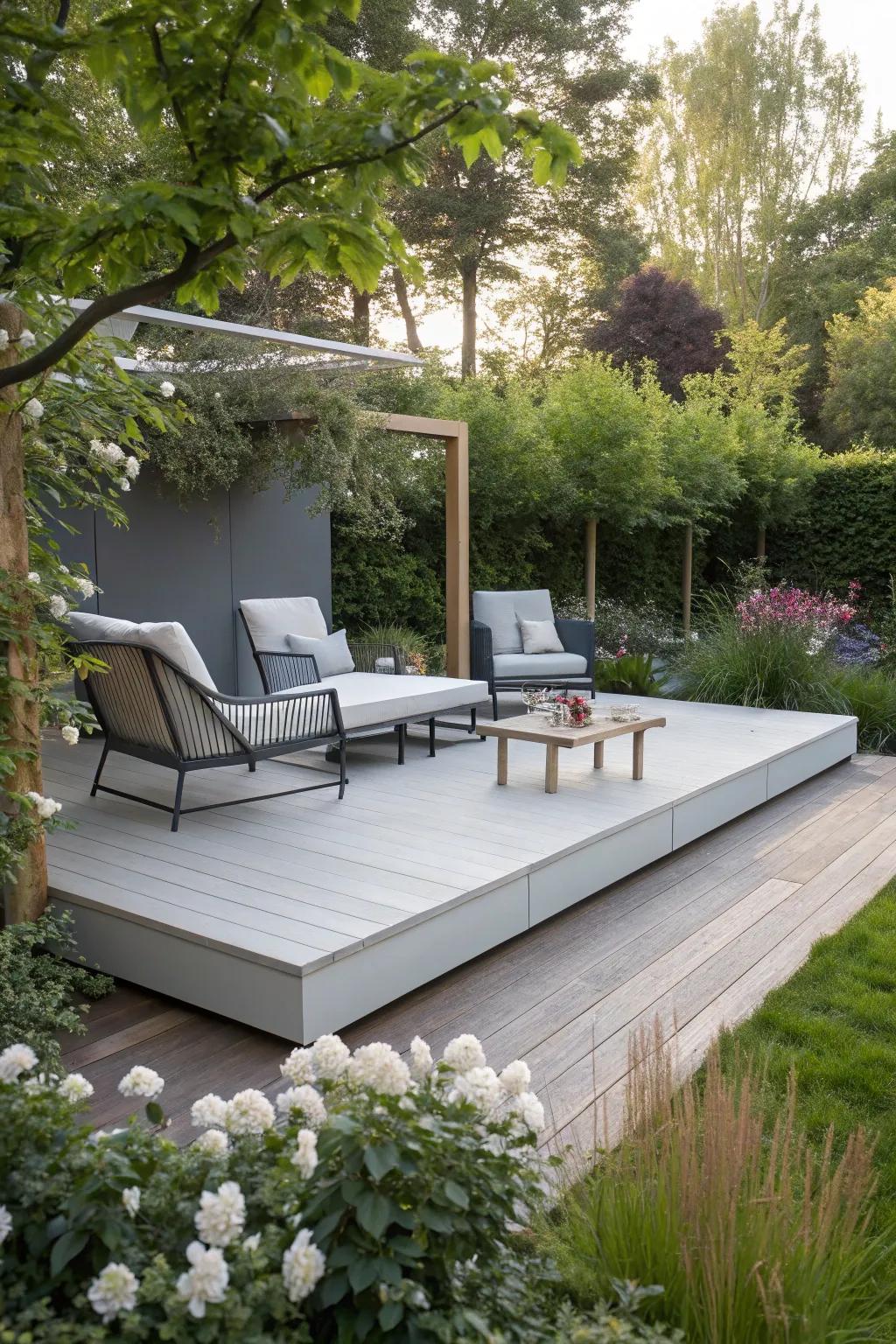 Extend your home outdoors with a sleek floating deck.
