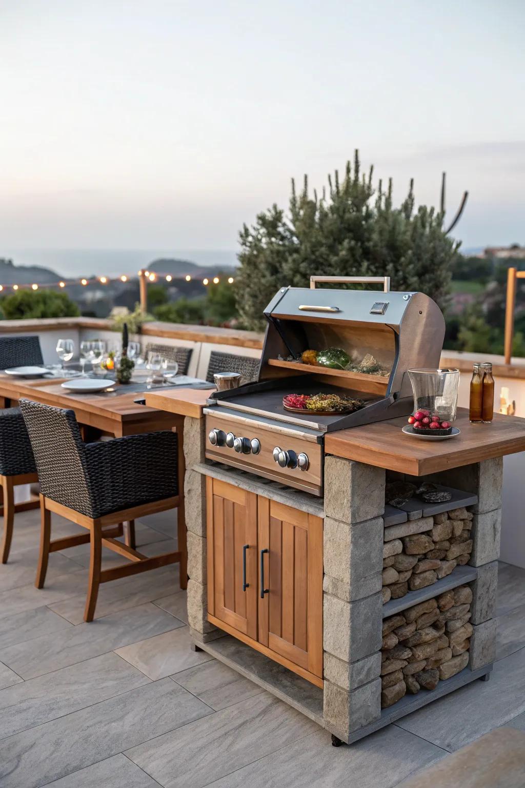 Sophisticated slate brings elegance to your grill area.