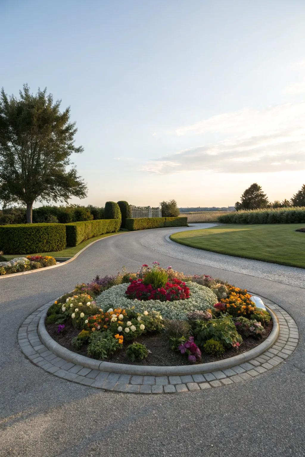 A circular centerpiece adds drama and beauty.