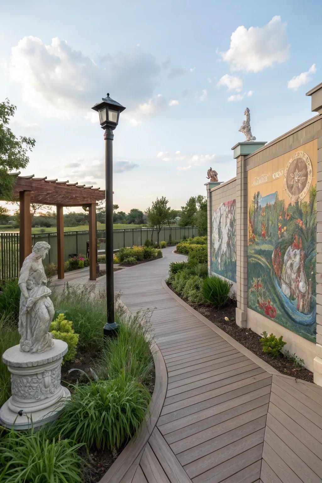 Artistic touches personalize this park model deck.