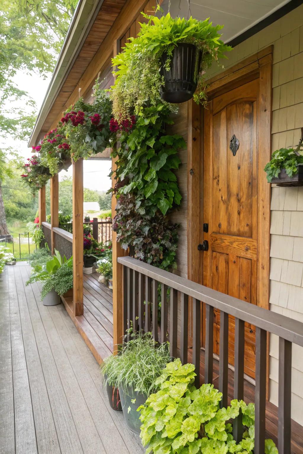 Vertical gardens maximize space and add lush greenery.