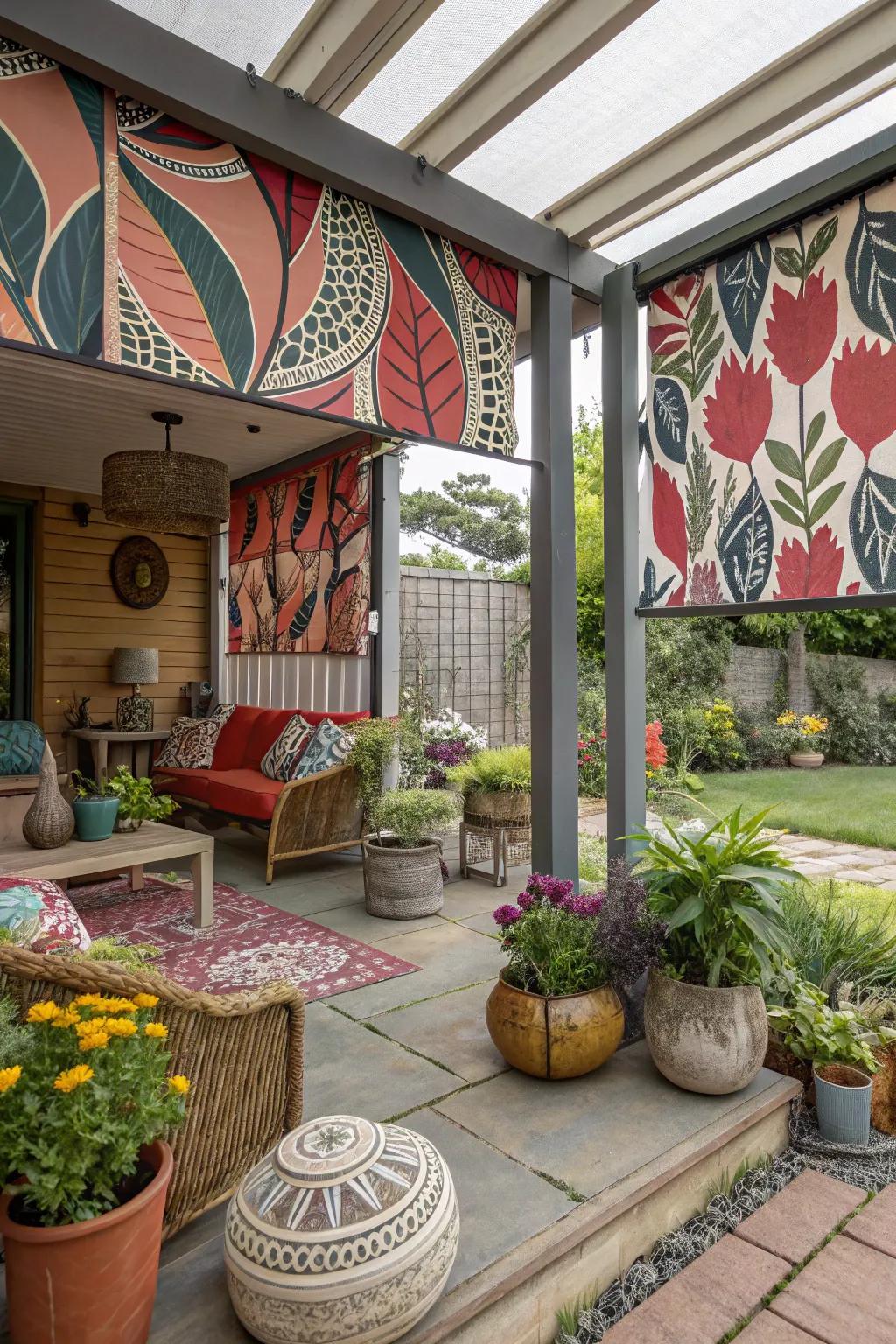 Artistic blinds make a personal statement on your patio.