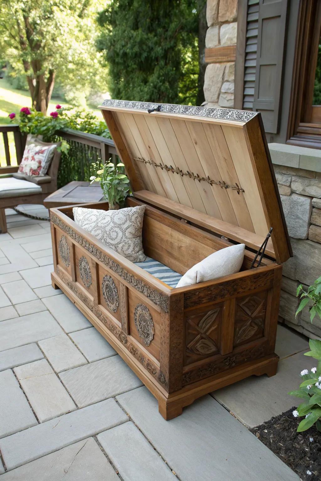 Protect your cushions with a cedar chest that combines storage with pest resistance.