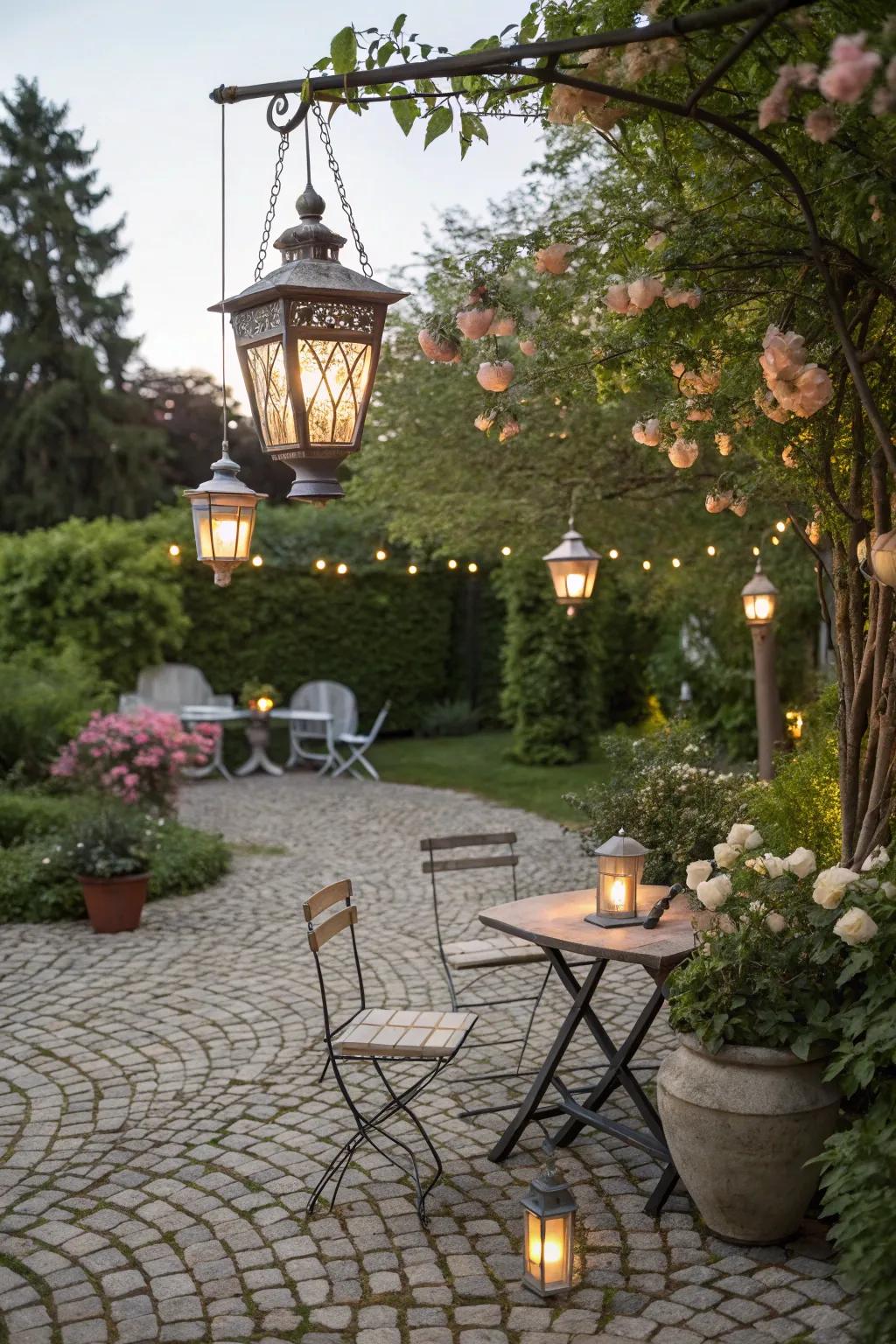 Cobblestone patios offer rustic old-world charm.
