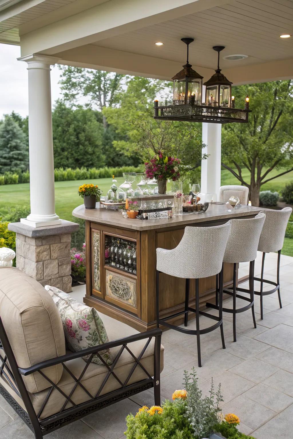 An outdoor bar turns your patio into a social hub.
