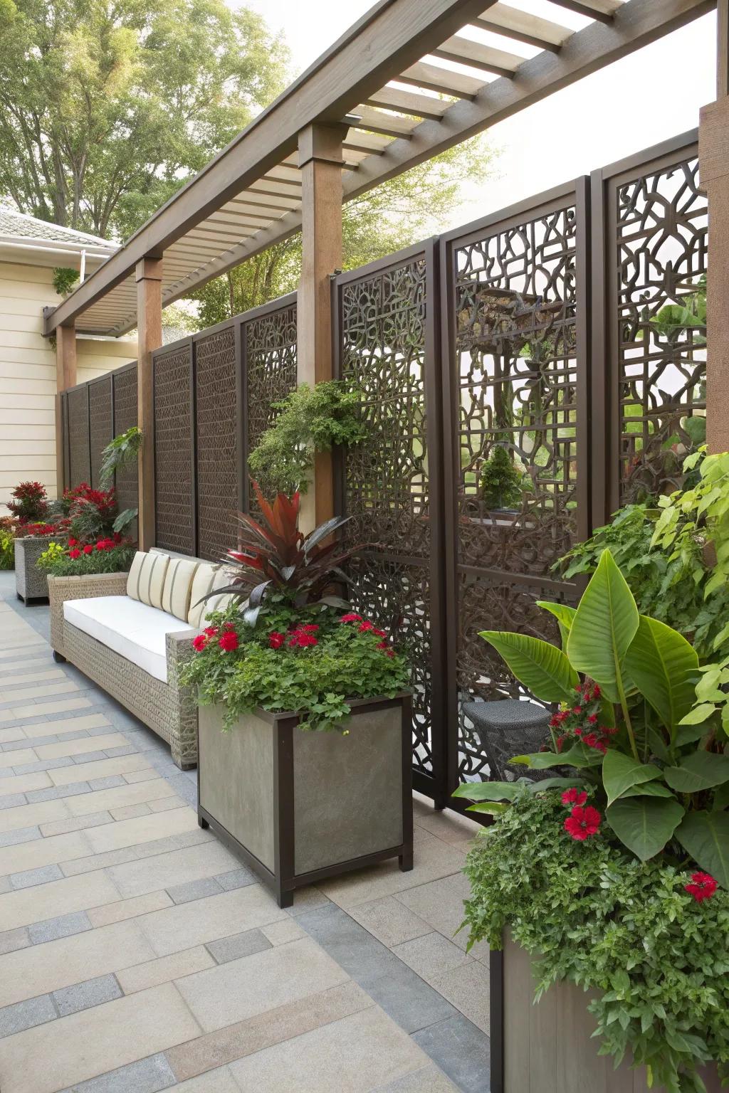 Stylish privacy solutions for a more intimate patio experience.