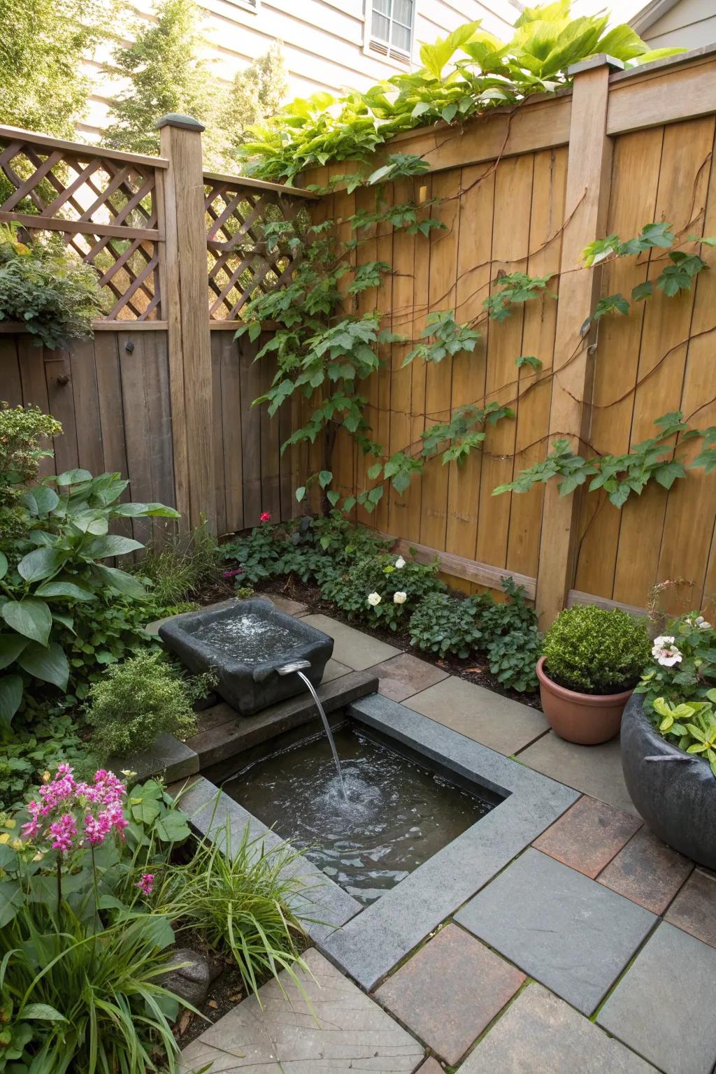Water features bring serenity to small patios.
