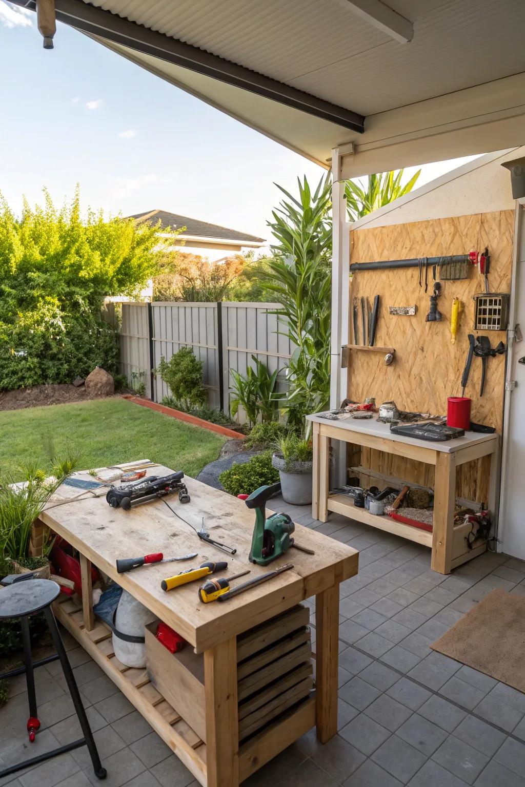 A DIY workshop area is perfect for creative projects in your man cave.