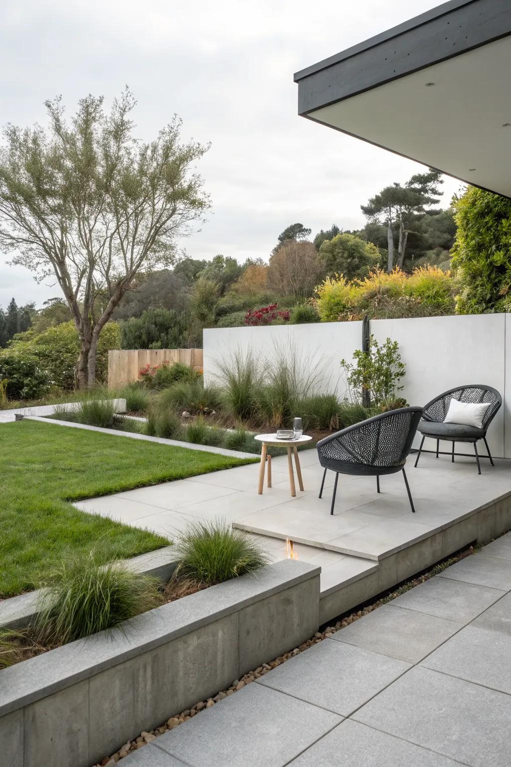 Achieve modern flair with concrete edging.