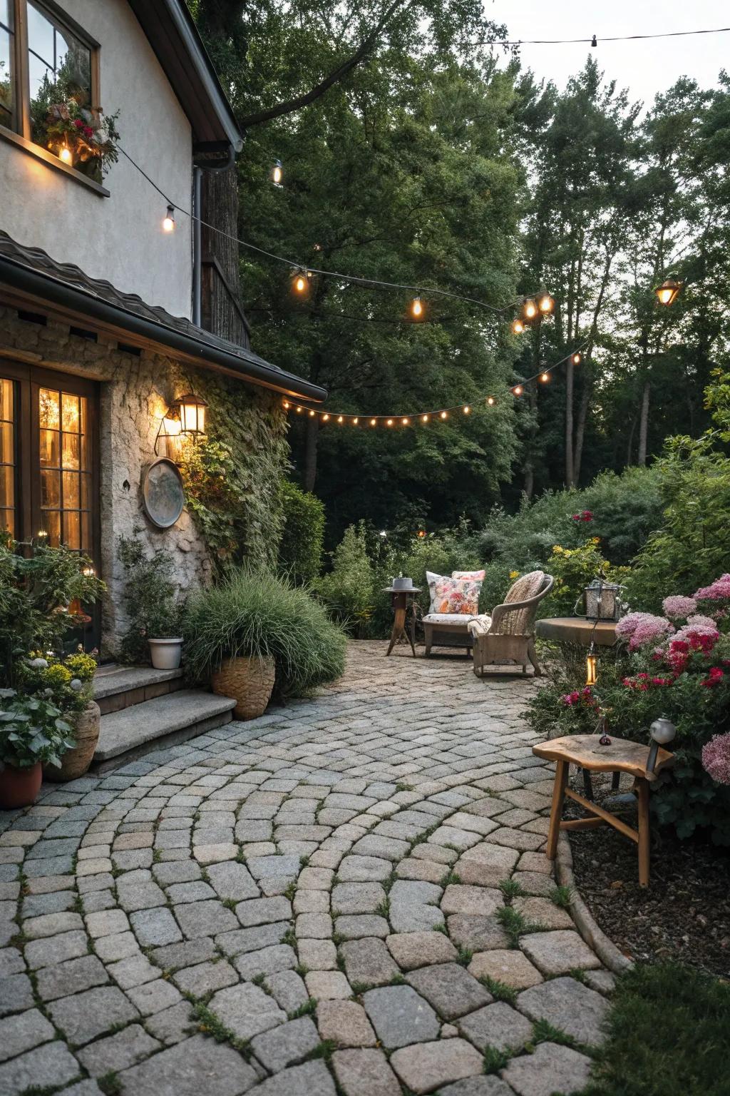 Cobblestone pavers bring rustic charm to your patio.